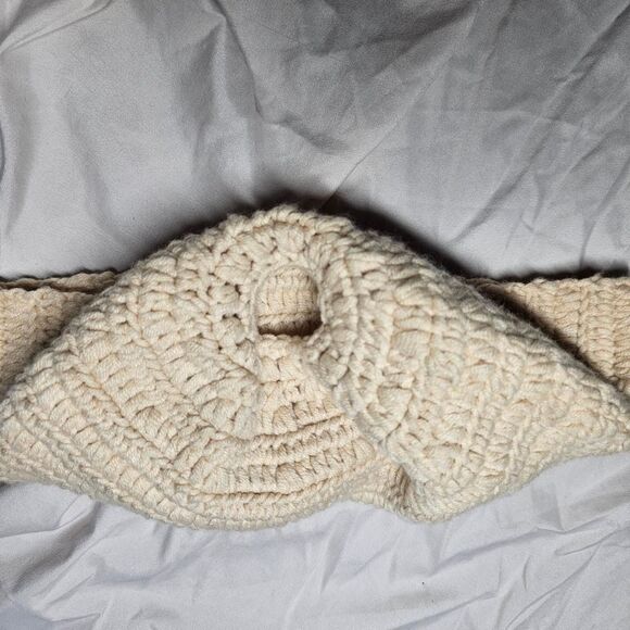 crochet cream y2k ponytail indie sleaze beanie - Picture 2 of 3